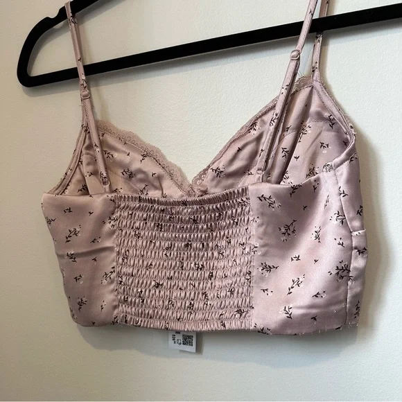 Garage floral lace and satin cropped bustier tank - Picture 3 of 5